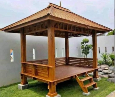 Saung gazebo atap sirap ukuran 3×3