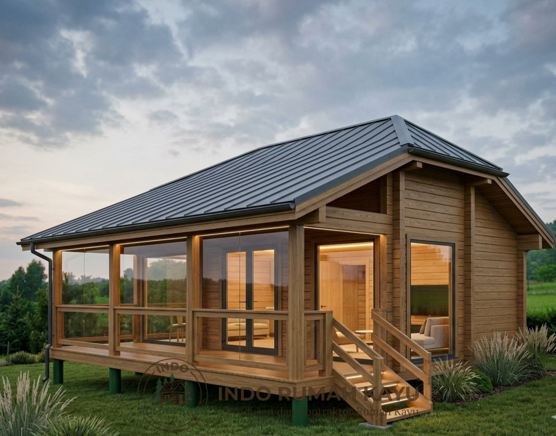 Rumah Cabin Modern Atap Limas